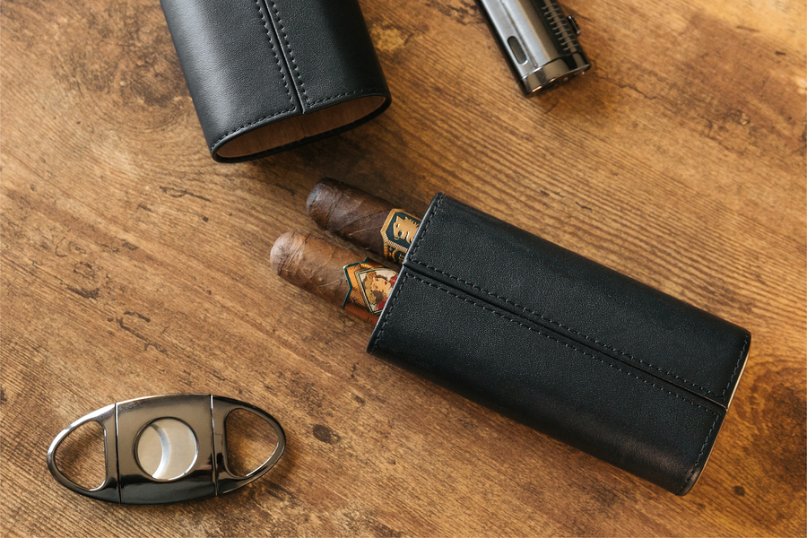 Premium 3 Cigar Travel Case - Racing Green