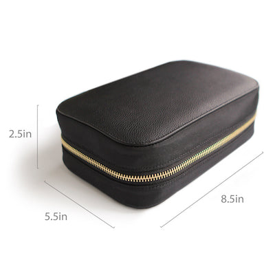Case Elegance Large Jewelry Travel Organizer with Full-Grain Scratch-proof Leather