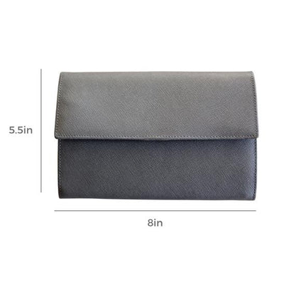 Saffiano Leather Travel Jewelry Wallet - Grey – Case Elegance