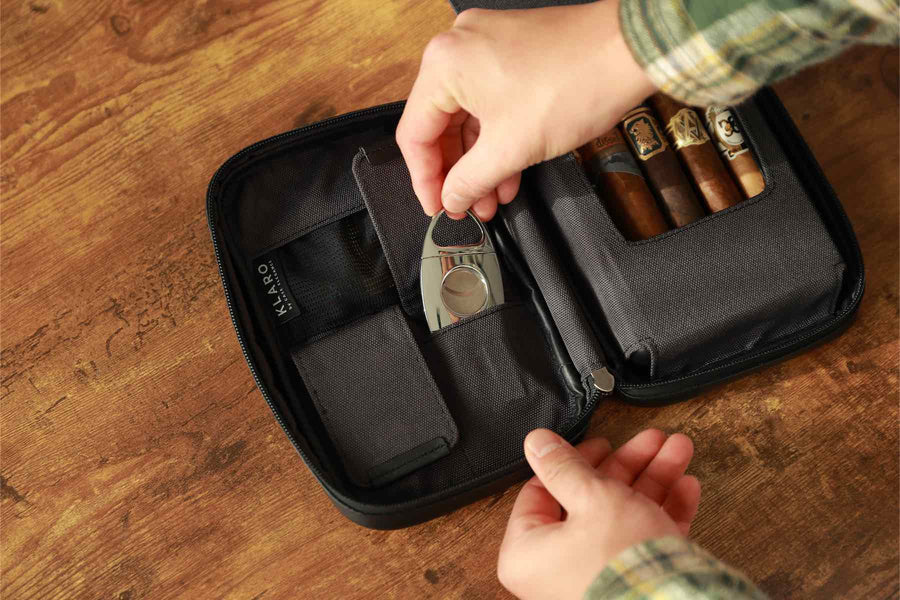 Real Leather CIGAR Travel Humidor Cigar Case Portable Luxury Fit 5