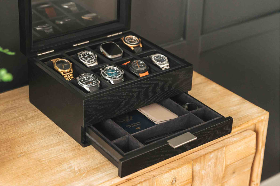 Mill Watch Box Black Finish - 8 Slot – Case Elegance