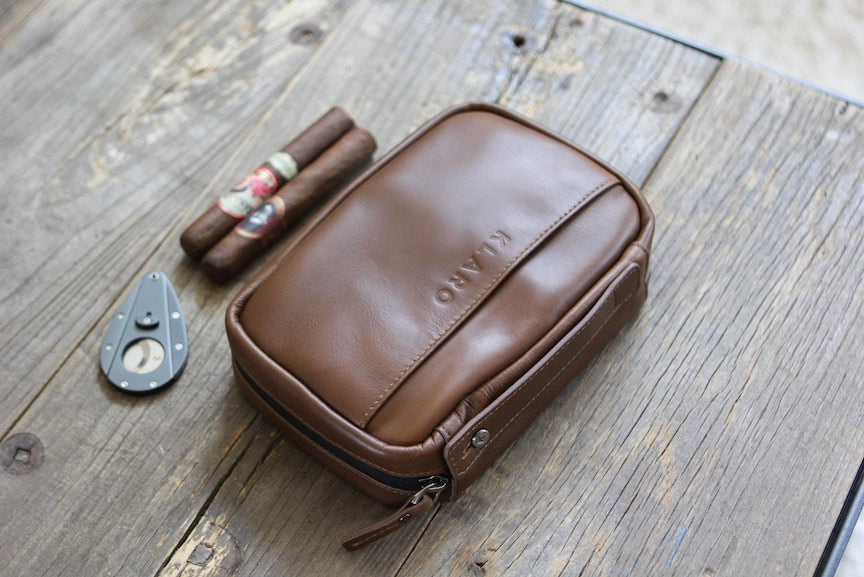 HERMES Cigar case Ashtray case Cigarette case Leather Brown